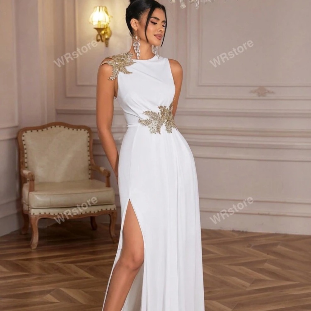 Rebellious Rose White and Gold Prom Dress
